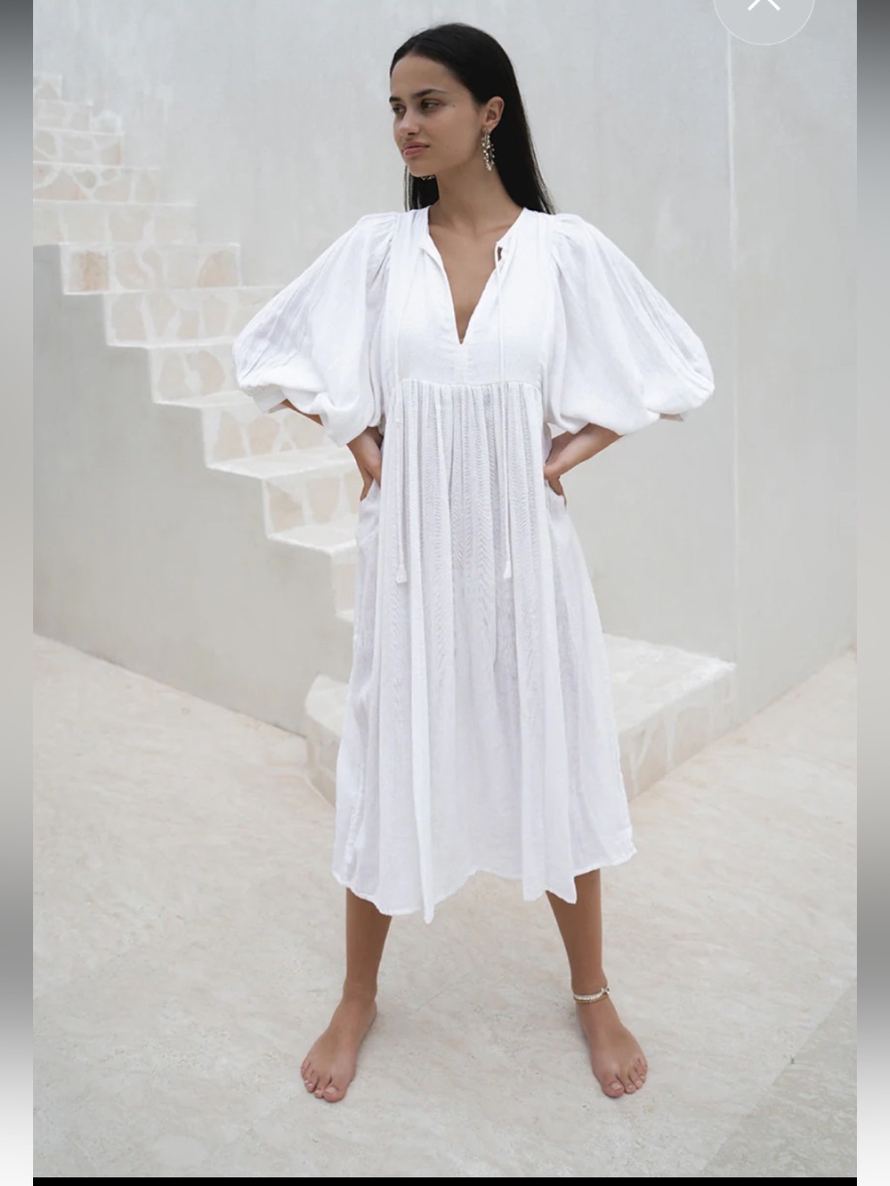 Daughters of India KYRA MIDI DRESS ~
WHITE GAUZE. Size M. EUC